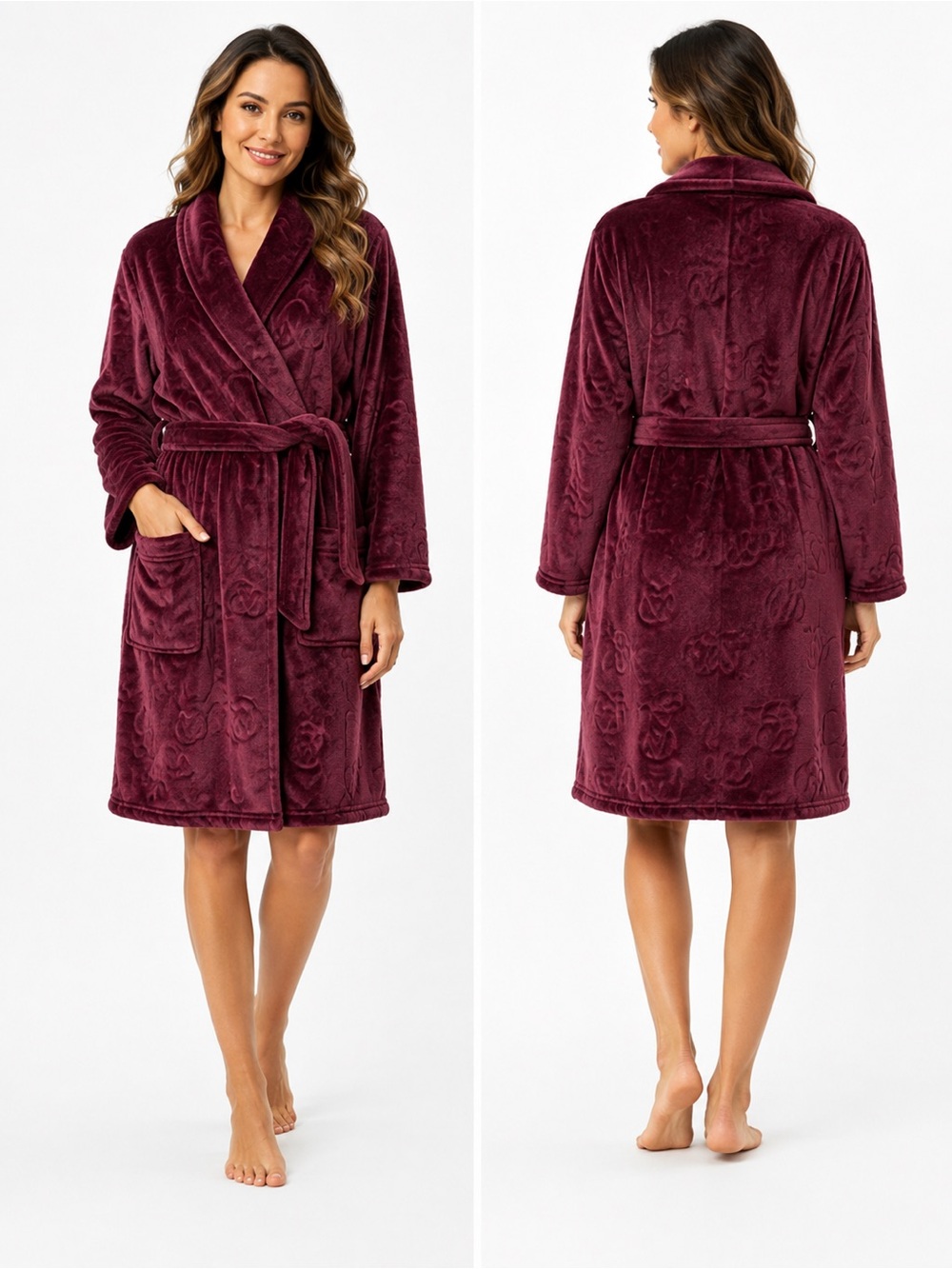 Victoria's Secret monogram Plush Robe Deep‎ Purple XS/S